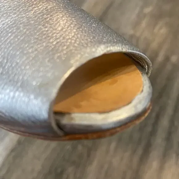 Giuseppe Zandotti Women's Size 9.5 Blue Denim & Silver Koka Peep Toe High Heels - Picture 8 of 14